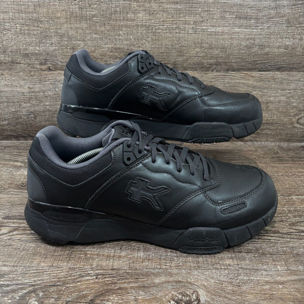 Kuru Kinetic 2 Shoes Men's 14 Wide Smokestack Black Leather Anti-Slip Orthopedic